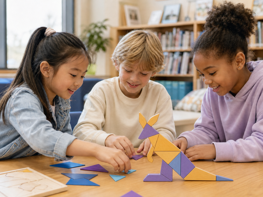 Students use patterns and shapes for a visual logic challenge
